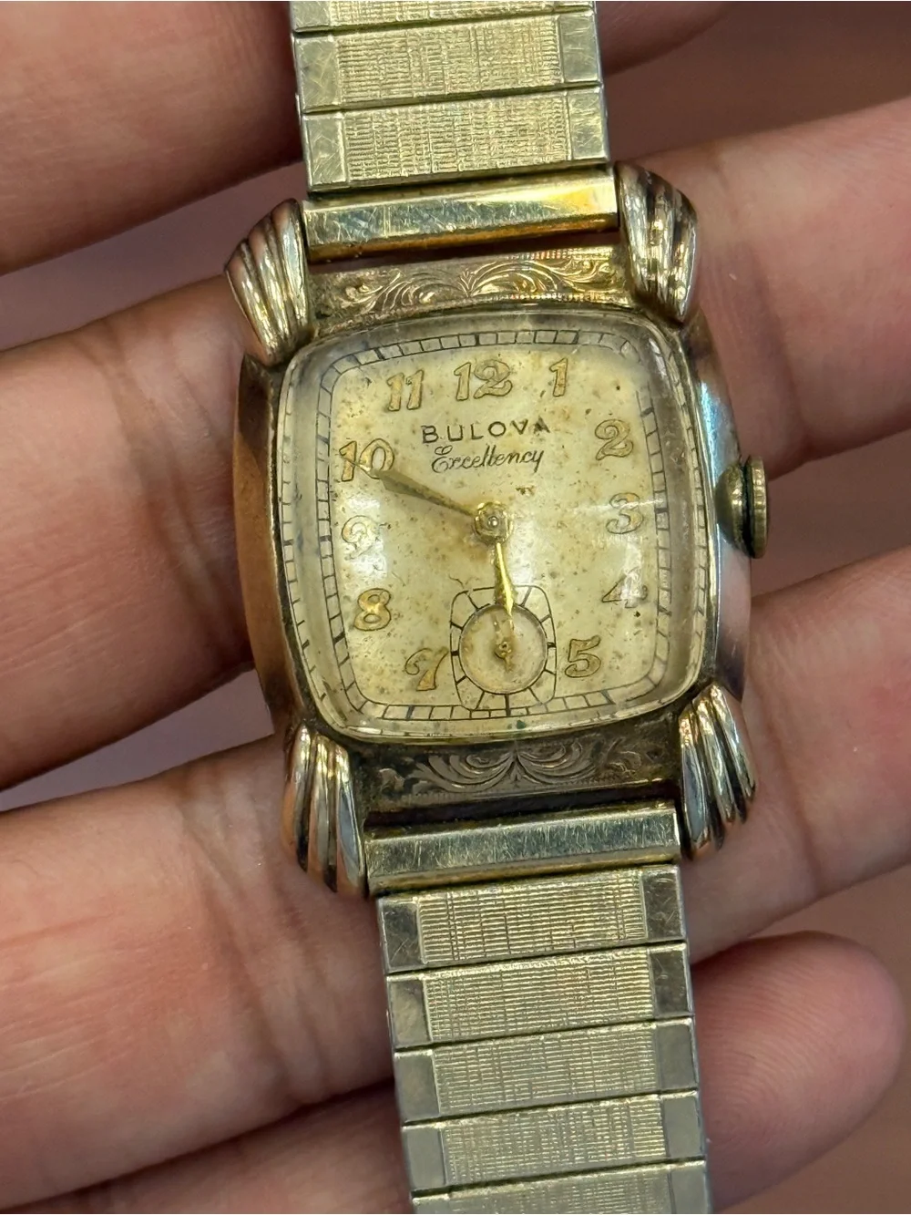Bulova Excellency Vintage 26mm 1949 Men's winding Mechanical Wristwatch 10k GF